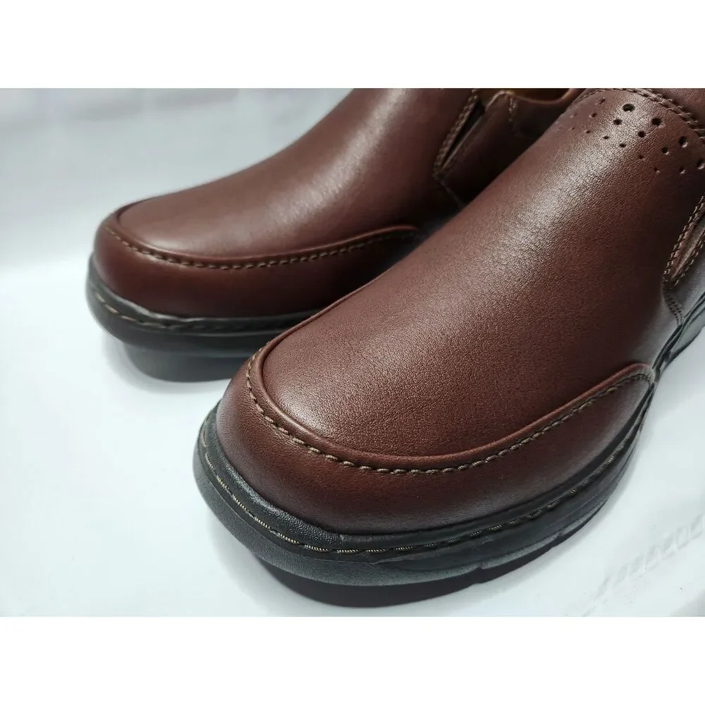 Clarks Un Brawley Step Men’s Leather Slip‑On Shoes 11.5W Mahogany